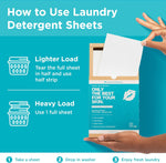 Laundry Detergent Sheets - Hypoallergenic, Plant-Based with Coconut Oil & Soapberry Extract - Unscented, Safe for Colors & Whites, 50-Pack
