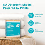 Laundry Detergent Sheets - Hypoallergenic, Plant-Based with Coconut Oil & Soapberry Extract - Unscented, Safe for Colors & Whites, 50-Pack